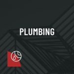 Word Plumbing in white on dark background with plumbing icon plumbers